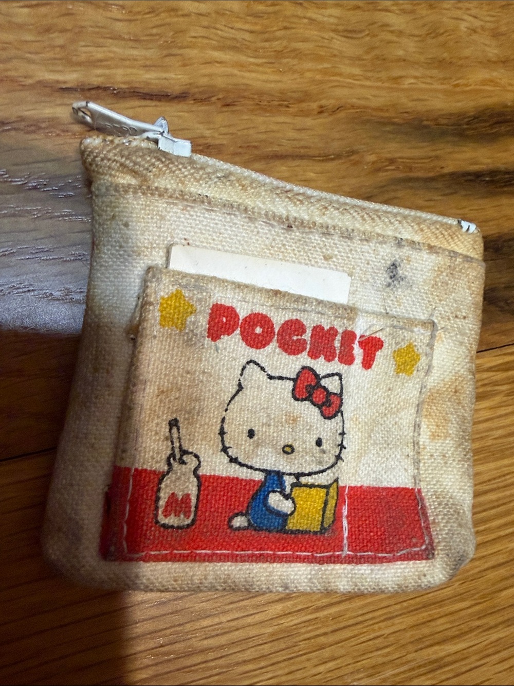Vintage 1980s Hello Kitty Kitty & Mimmy Canvas Coin Purse Pocket Sanrio